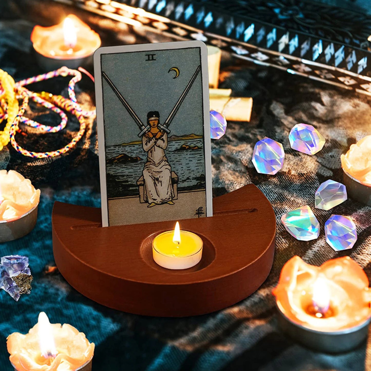 Candle & Gem Stone Tarot Card Stand
